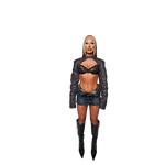 FLINT Black Crop Moto Jacket