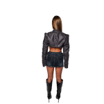 FLINT Black Crop Moto Jacket