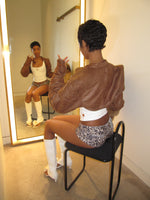 TAWNY Brown Crop Moto Jacket