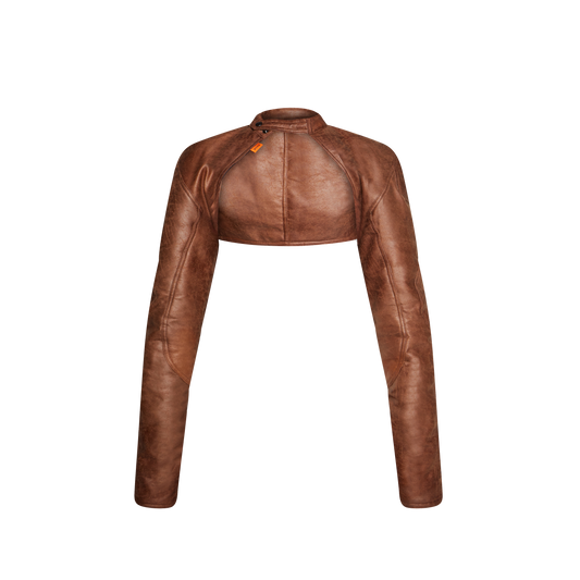 TAWNY Brown Crop Moto Jacket