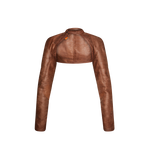 TAWNY Brown Crop Moto Jacket