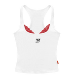 FLO Vest Top in Ivory with red lace