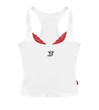 FLO Vest Top in Ivory with red lace