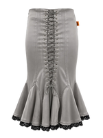 SELLA Midi Peplum Lace Skirt in Grey