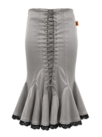 SELLA Midi Peplum Lace Skirt in Grey