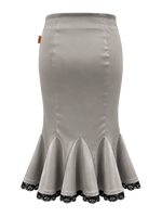SELLA Midi Peplum Lace Skirt in Grey