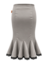 SELLA Midi Peplum Lace Skirt in Grey