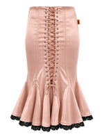 SELLA Midi Peplum Lace Skirt in Pink