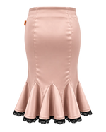 SELLA Midi Peplum Lace Skirt in Pink