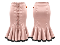 SELLA Midi Peplum Lace Skirt in Pink